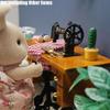 Detailed Miniature Sewing Machine Dollhouses Display Enhances Living Room Pretend Play Accessories