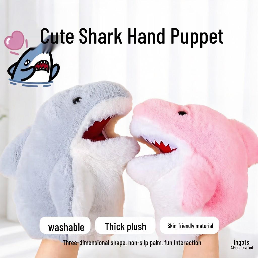 Cute Shark Hand Puppet Doll - Plush Toy with Movable Mouth, Perfect Birthday Gift