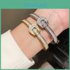 Stainless Steel Zircon Horsebit Bracelet With Geometric Design For Fashionable Women