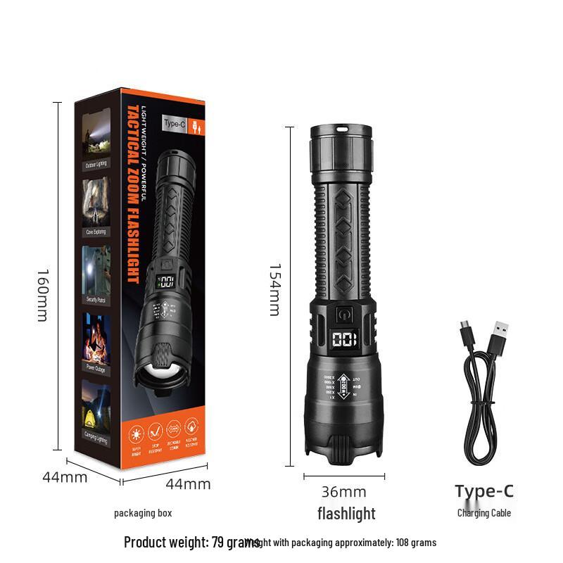 Pailide Digital Display Rechargeable LED Flashlight