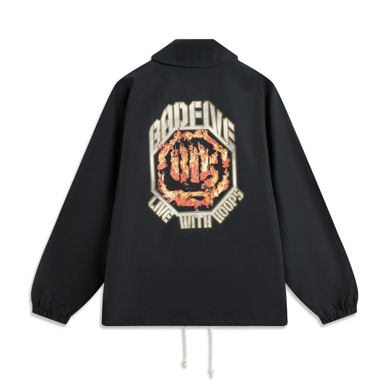 Li Ning Anti-Five Series Comfortable Casual Simple Letter Print Loose Polo Breathable Warm Jacket Men Jacket Black AFDV731-5