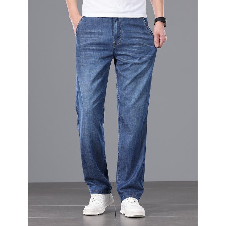 Jeans larghi a vita alta, pantaloni alla moda a gamba dritta per primavera ed estate, nuovi pantaloni leggeri da lavoro per uomo