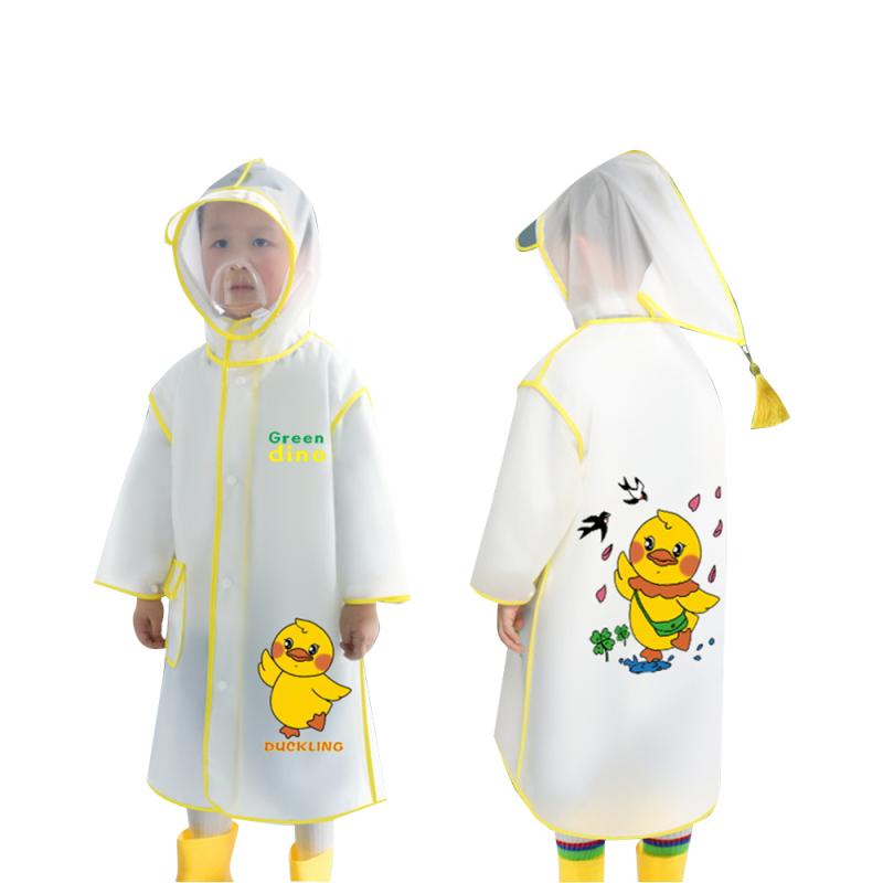Kinder Regenmantel Niedlicher Cartoon-Druck Poncho Mit Abnehmbarer Wasserdichter Schutzmaske Für Jungen Mädchen