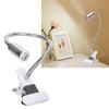 USB Powered ClipOn Desk Lamp Home LED Reading Flexible Table Lamp Silver Warm Light