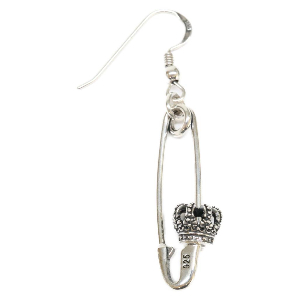 JustinDavis [Excellent Condition] SEJ323 2 925 THRASH Crown Safety Pin Motif Single Ear Hook Earring Silver Oxidized finishUsed