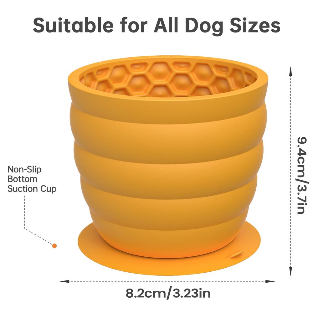 Silicone Slow Feeder Dog Bowl Anti-Choking Interactive Pet Dishes Slow Feeder Cat Bowl Promotes Healthy Digestion Anti-Slip жёлтый