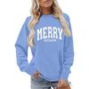Women's Fashion Long Sleeve Christmas Printed Round Neck Loose Pullover Sweater Top