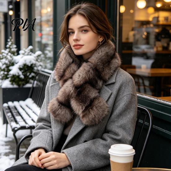 Fashionable Neck Scarf Faux Mink Wrap for Women, Double-Sided Plush Warmer, Cozy Protection Outdoor Thick Winter Fur Collar, Luxury Soft Autumn