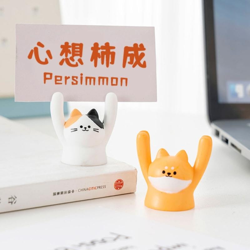 Raising Hand Animal Photo Holder Table Number Holders Microlandscape Ornament Memo Photo Holder Dollhouses Accessories