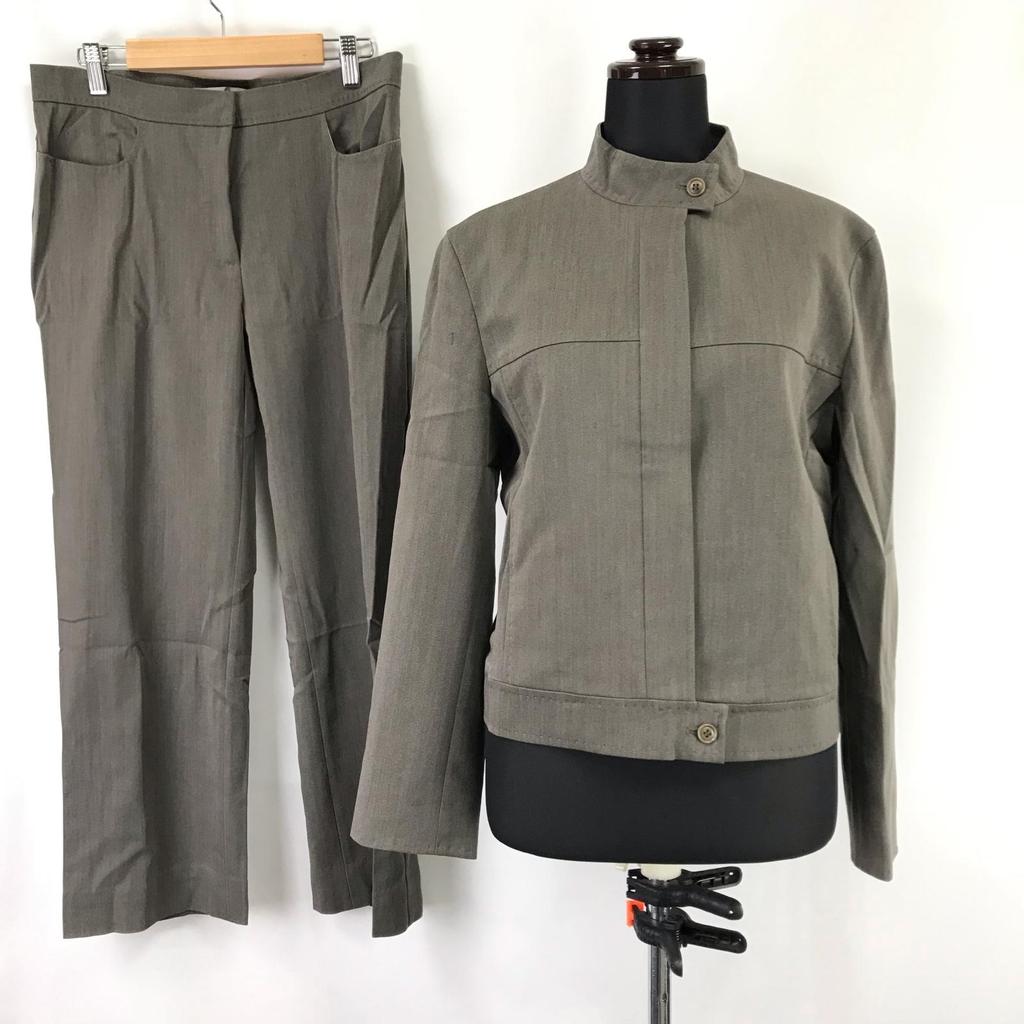 MAX MARA Italy Pantsuit Set Women’s L J42 Mao Collar Zip Jacket Brown(USED)