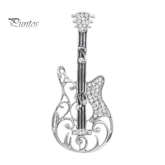 

Универсальная женская брошь в стиле ретро, ​​изысканная брошь в стиле гитары с полым воротником и корсажной пряжкой, украшенная стразами серебряный