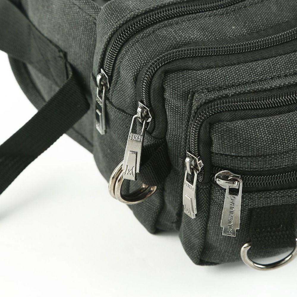 Multi-Function Multilayer Waist Packs Large Capacity Fanny Pack Casual Canvas Chest Bag  Unisex