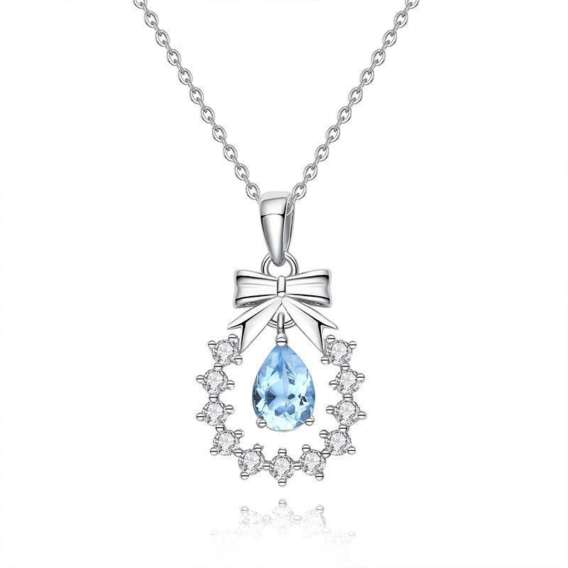 Original Bow Wreath Necklace Women S925 Sterling Silver Light Luxury Versatile Fairy Wind Natural Spar Collarbone Chain Jewelry Gift