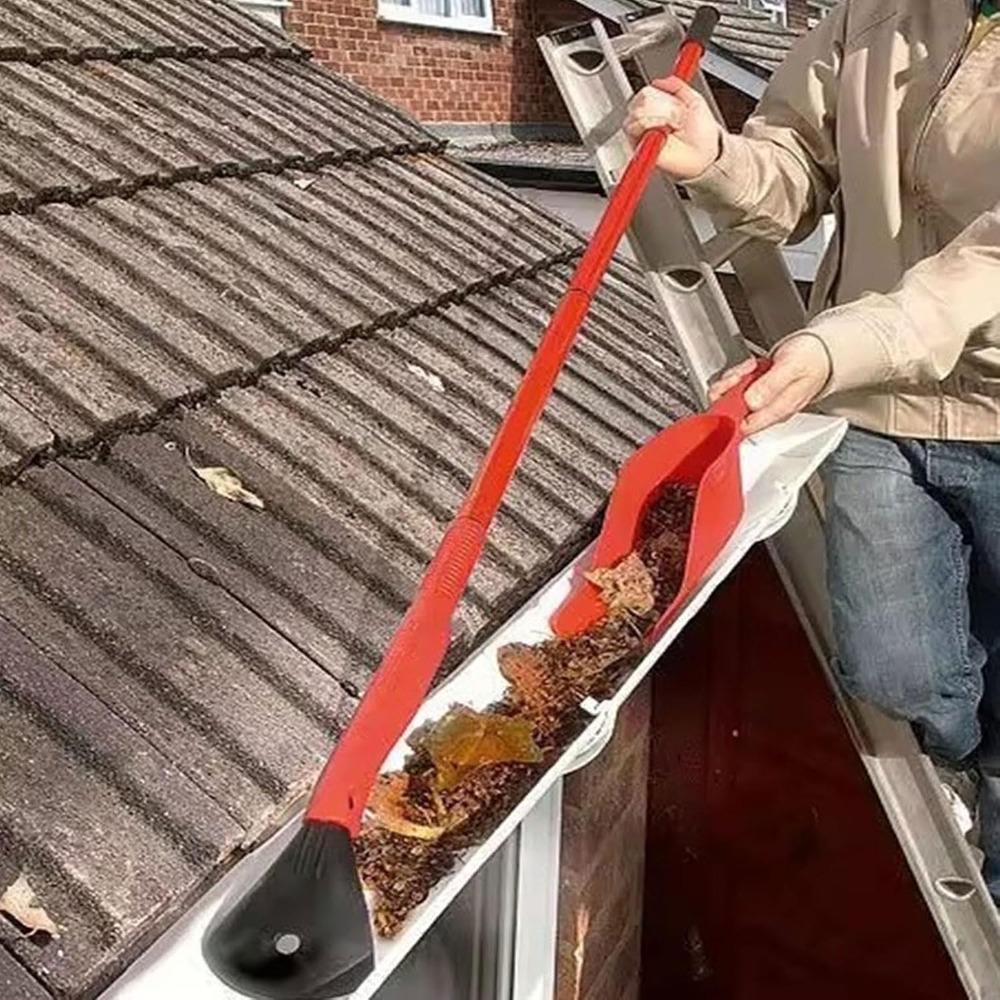 Red Gutter Cleaning Tool Extension Extension Pole Attachment Durable Leaf Grabber