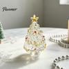 Decorative Glass Art for Shelves Glazed Christmas Tree Figurine, Pulled Wire Desk Decor, Colorful Home Mini Holiday Tabletop Ornament Car Home, Unique