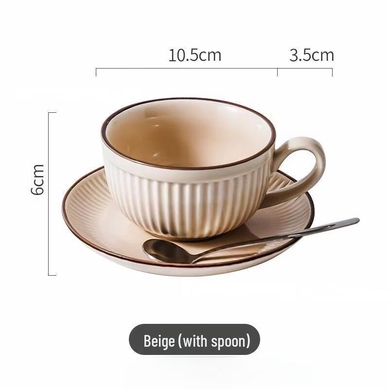 Ceramic Latte Coffee Cup and Saucer Set