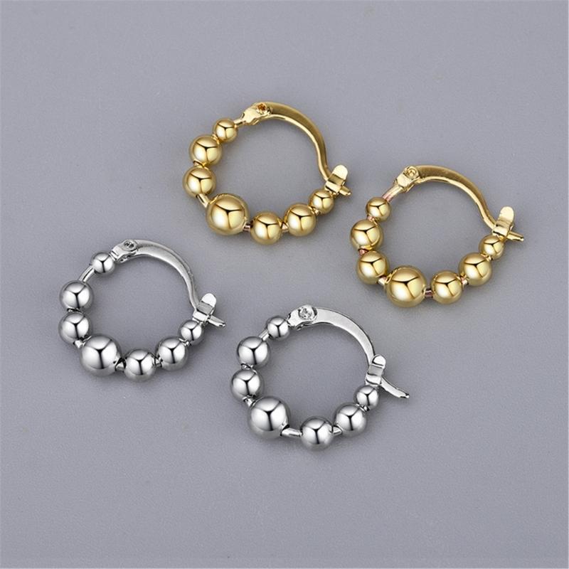 Elegant Movable Bead Earrings Small Beads Hoop Earrings Present for Women Perfect for Daily Wear and Special Occasions