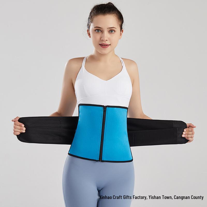 Postpartum Waist Trainer & Sweat-Inducing Body Shaper with Double Belt & Zipper for Abdomen Control