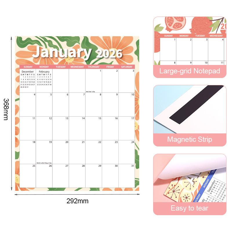 Countdown Calendar Decorative Magnetic Fridge Sticker Magnetic Calendar Orange Monthly Calendar For Kitchens Home Metal Surface