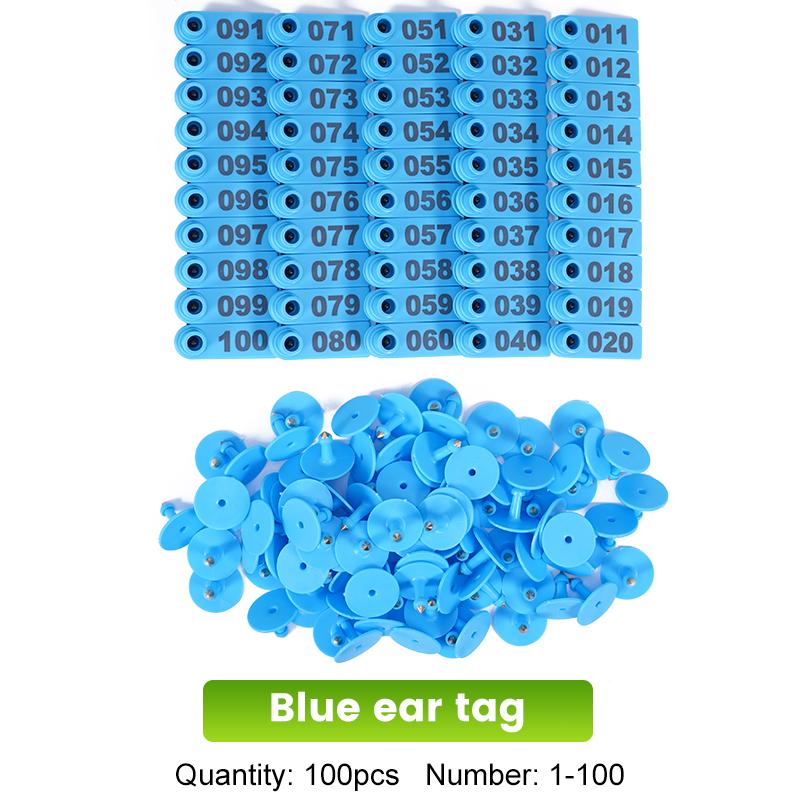 100Pcs Sheep Goat Ear Tag with Number / Ear Tag Pliers Laser Copper Head Earrings Farm Livestock Sheep Ear Identification Tools
