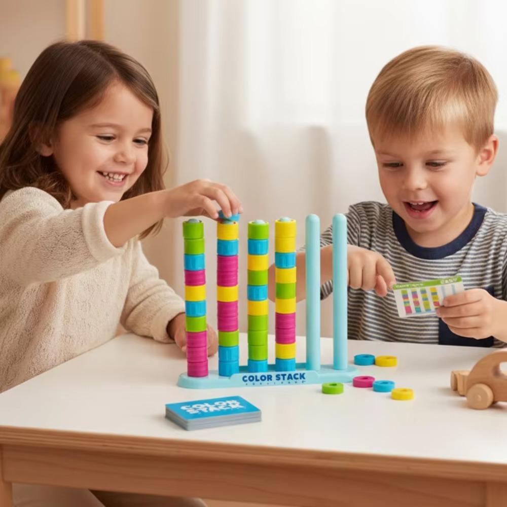 1-2 Spelare Färgstackningspusselspel Plast Interaktivt Bordsspel Familjeinteraktiv Lek