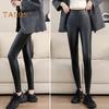 Women Leggings High Waist Slim Fit Hip Lift Faux Leather Bottoming Pants Velvet Lining Thickened Warm Windproof Casual Yoga Pants