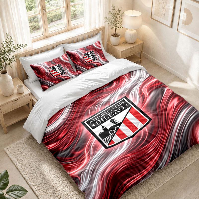 Bedding Set 1 Duvet Cover 2 Pillowcases Athletic Bilbao Football Print Bedroom Home Decoration