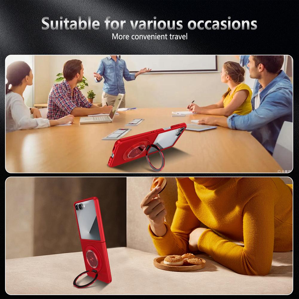 KEYSION 360° Roterende Magnetisk Ringstativ Telefondeksel for MagSafe for Samsung Galaxy Z Flip 7 5G Trådløs Lading Hardt Bakdeksel