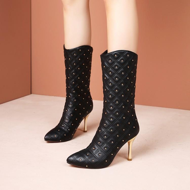 

Новые модные ботинки на высоком каблуке с боковой молнией на тонком каблуке