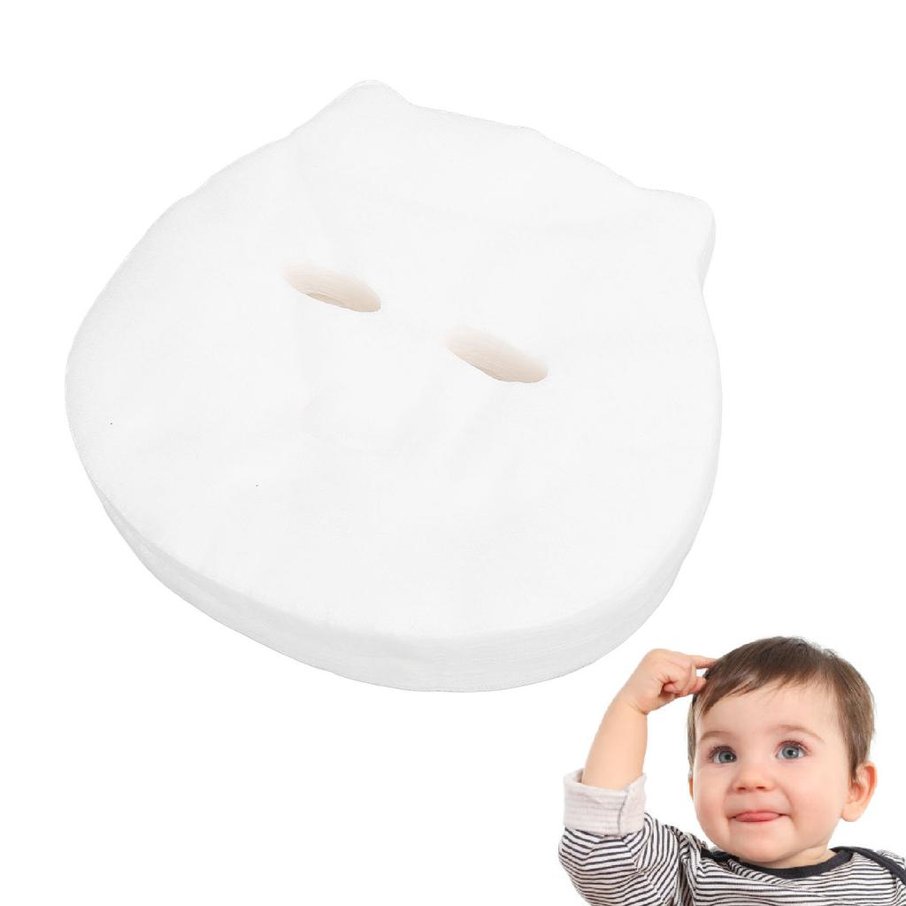 100 Stück vorgeschnittene Gesichtspapierblätter für Kinder, Einweg-Nasskompresse aus Baumwolle, Geistergesicht, Gesichtspapier 