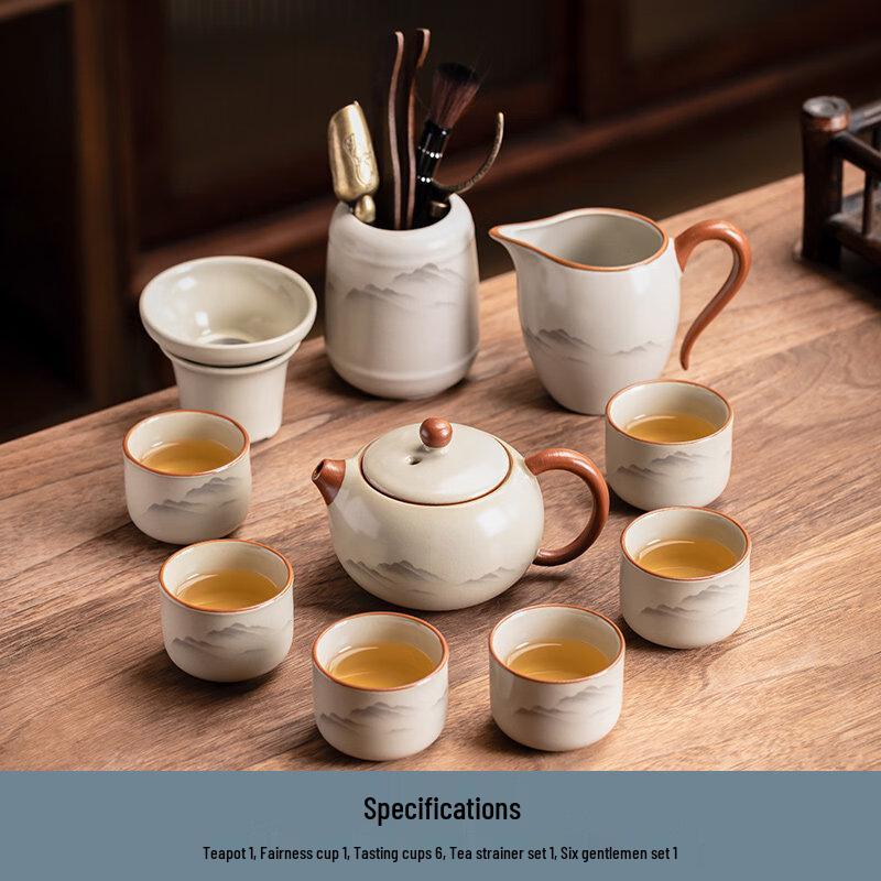 Chinese Ru Kiln Gongfu Tea Set with Xishi Pot