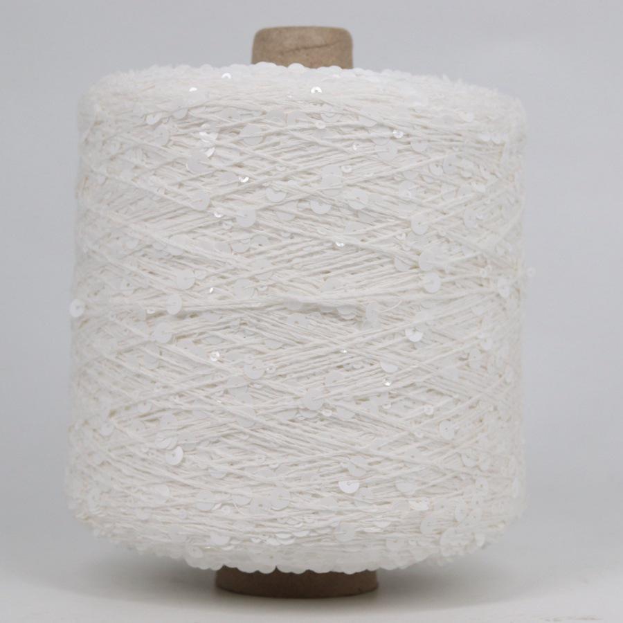Hand-Knitted Bright Cotton Yarn with Sequins, 3MM+6MM, Combed and Fancy