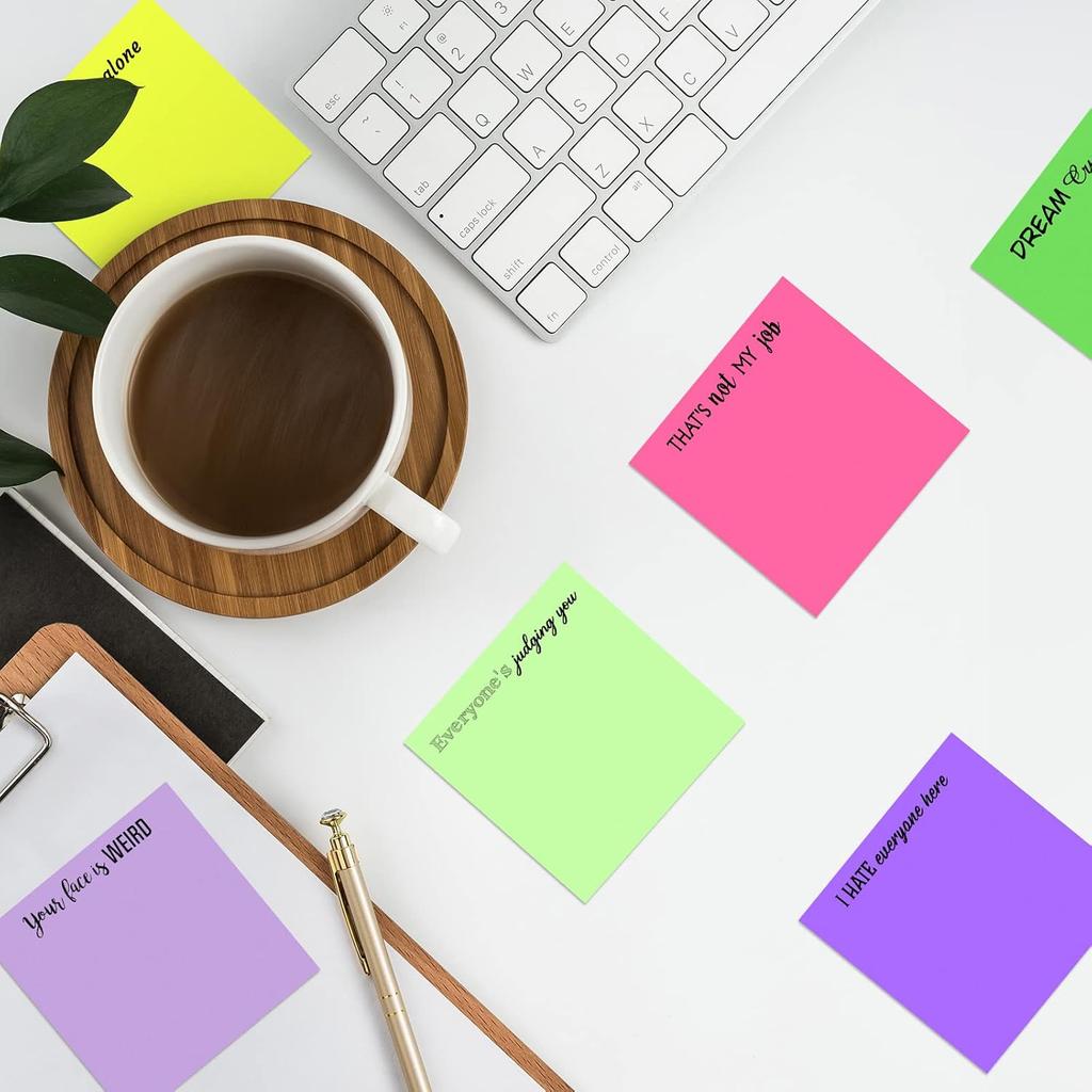 12 Pieces Funny Sticky Notes with Saying for Office Work Snarky Note Pads Sucks Complaining Quotes Vibrant Negative Passive Office Notepads Memo Pad