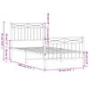 Metal Bed Frame with Headboard and Footboard White 90x190 cm