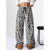 Pantalones Casuales Europeos y Americanos Nuevos con Estampado de Leopardo Pantalones de Pierna Ancha
