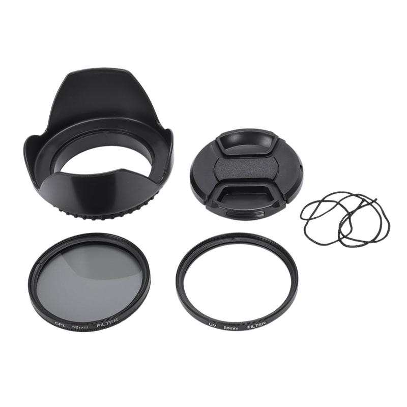 Persevering- CPL UV Filter Kit 58mm for Canon EOS 700D 100D 600D 1200D Lens Hood Cap
