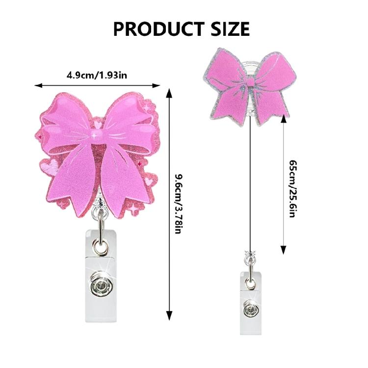 Bowknot Badges Holder Retractable Badges Reel with Swivel Alligator Clip Acrylics Badge Reel Holder for Doctor Nurse