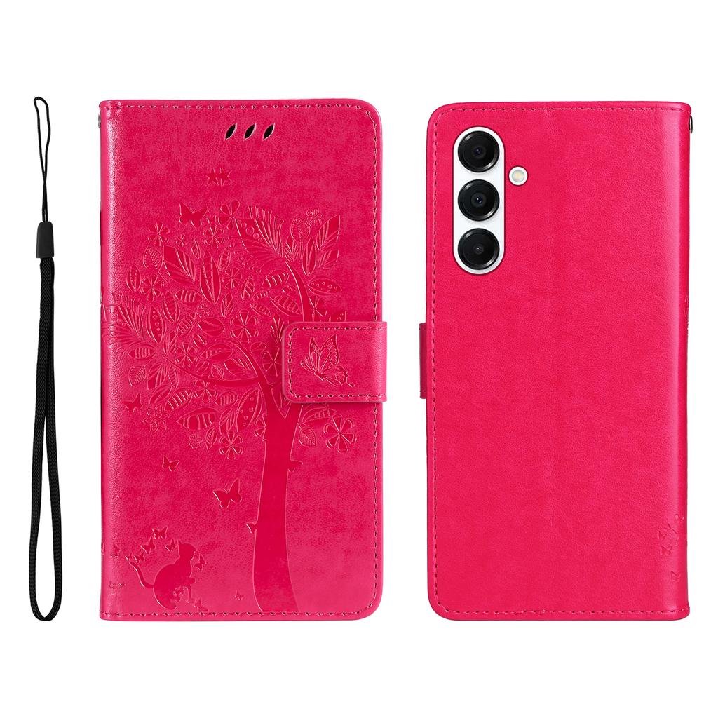Für Samsung Galaxy A16 4G/Galaxy A16 5G/Galaxy A17 5G/Galaxy A26 5G Handyhülle mit Ständer Katzenbaum-Muster Leder-Portemonnaie Handy-Cover