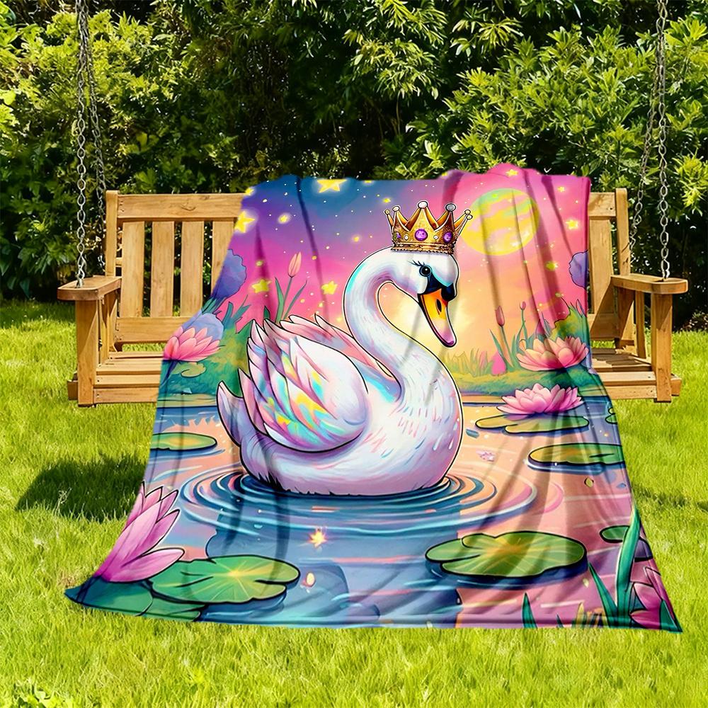 

1 шт. Фланелевое одеяло «Принцесса-лебедь», удобное и теплое одеяло, для кемпинга, дивана-кровати, дивана, офиса011 130x150cm