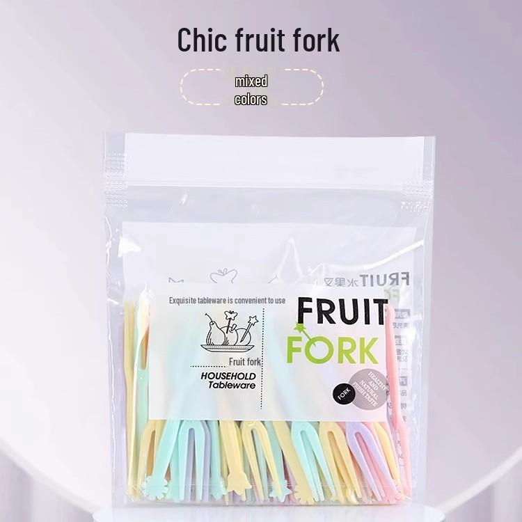 Disposable Two-Prong Plastic Fruit and Dessert Fork Set