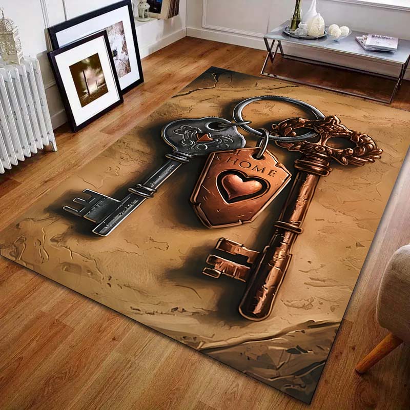 

1PC Antique Keys Printed Carpet for Bedroom Living Room Bedside Sofa Floor Mat Modern Home Decor Area Rug Large Size 40x60cm