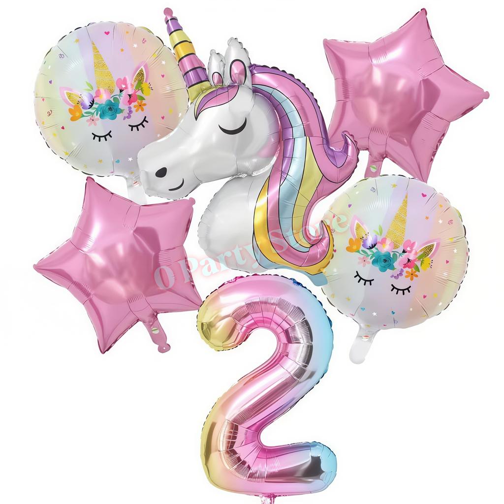 Rainbow Unicorn Aluminum Balloon Girls Birthday Party Decoration Gradient Number Balloon Party Decor Supplies Baby Shower Globos
