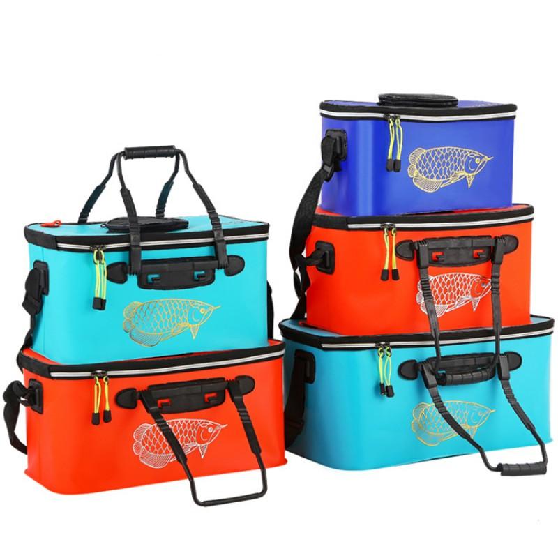 Foldable Live Fish Bucket With Ventilation Window Heavy Duty Rubber Fishing Water Container Anglers