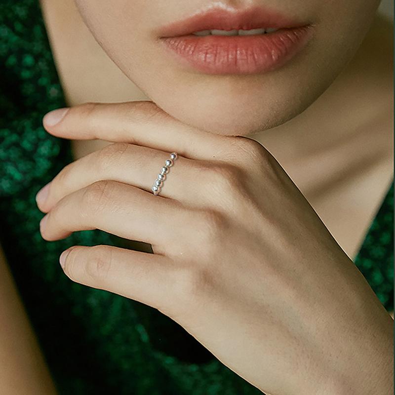 New Stainless Steel Anxiety Spinner Rings Anxiety Ring with Beads Stress Relief Fidget Rings for Women Men Fashion Jewelry Gift