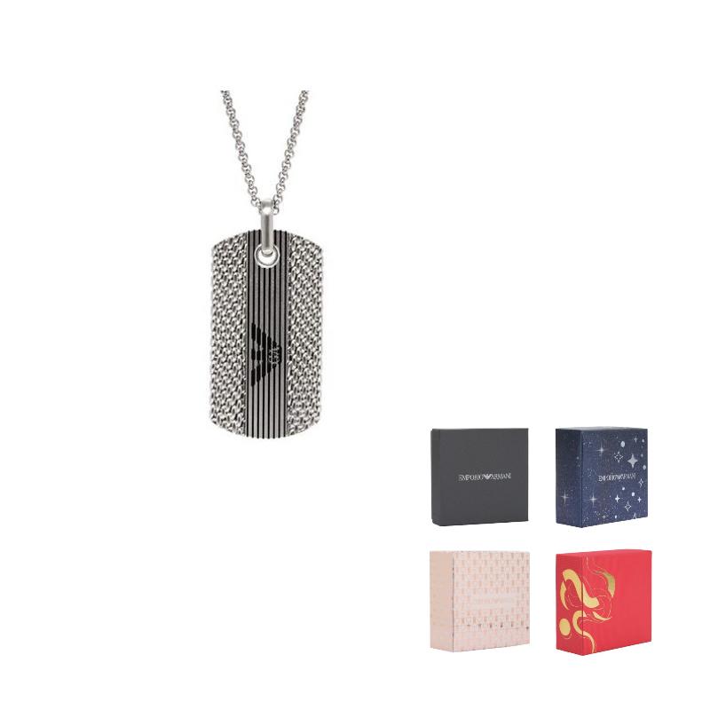 Emporio Armani Adler Logo Serie Plakette Cooles Licht Luxus Edelstahl Halskette Unisex Halskette Silber EGS3149040