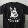 Elder Emo Rabbit Graphic Tee, Goth Bunny Pop Punk Nostalgia Shirt