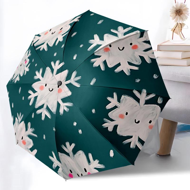 

1pc Snowflakes Automatic Folding Umbrella - 8-Rib Automatic Open/Close, Large Canopy Birthday Festival Gift yy251217167