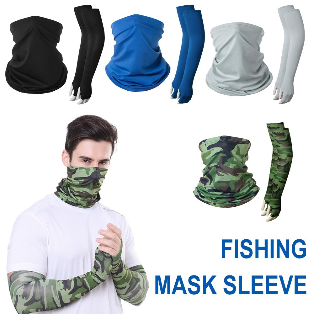 Ice Silk Face Cover Set Summer Sun Protection Anti-UV Quick-drying Breathable Fishing Mask Sleeves For Outdoor Fishing Cycling