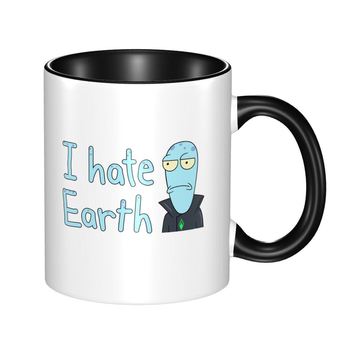 Korvo I Hate Earth Solar Opposites Cartoon Mug Funny Ceramic Coffee Cups Tea Mugs Milk Cup Drinkware Gift for Woman Man One Size