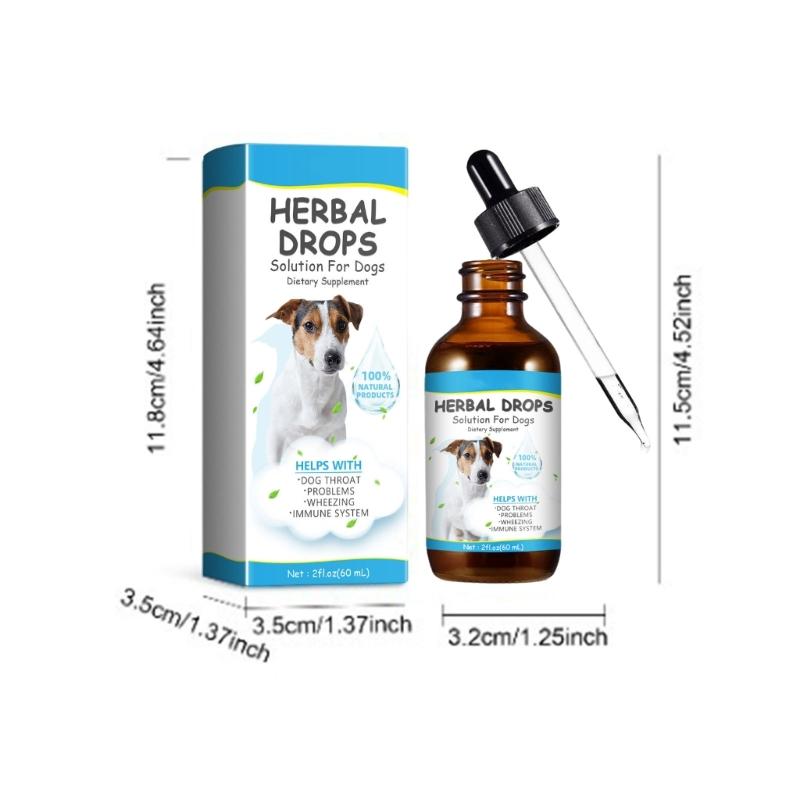 Pet Herbal Drop for Nighttime Cough Relief Safe Natural Formula Cough Throat Symptoms Soothing Calming Essential Oil